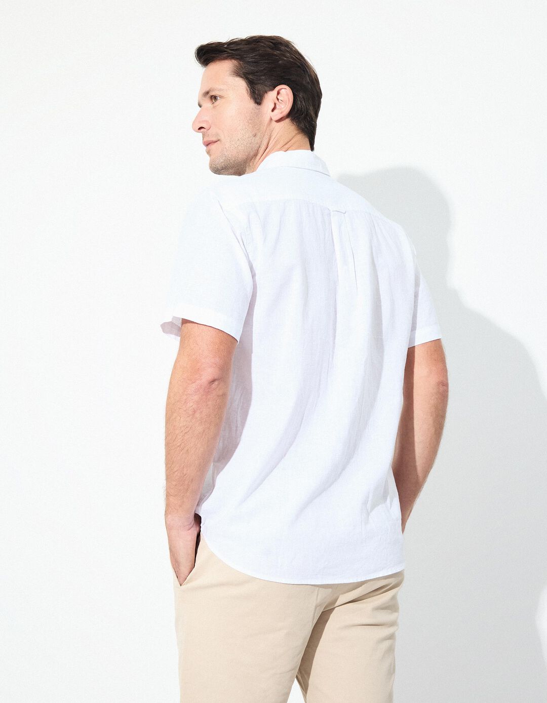 Camisa com Linho, Homem, Branco