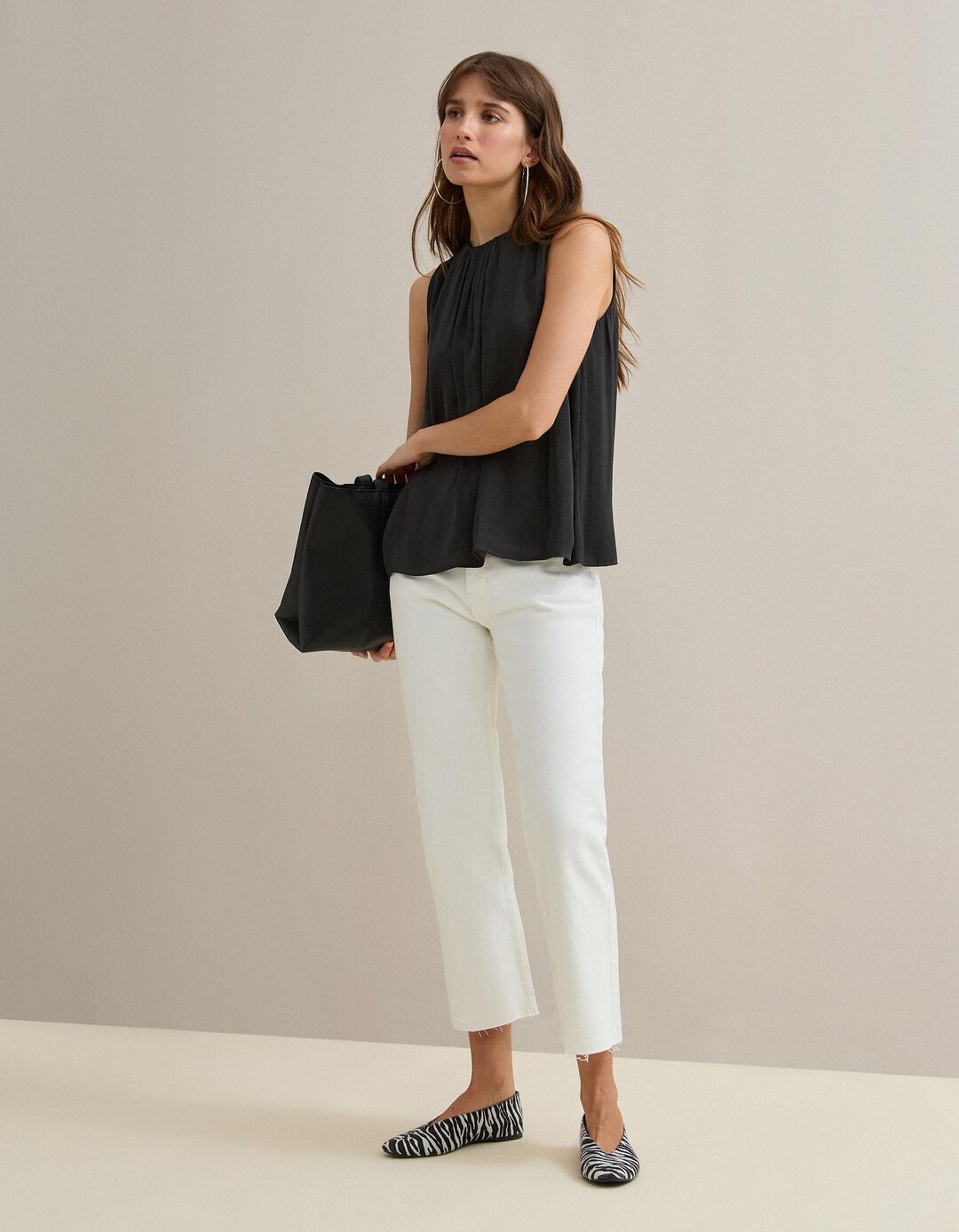 Cal&ccedil;as de Ganga 'Straight Cropped', Mulher, Branco