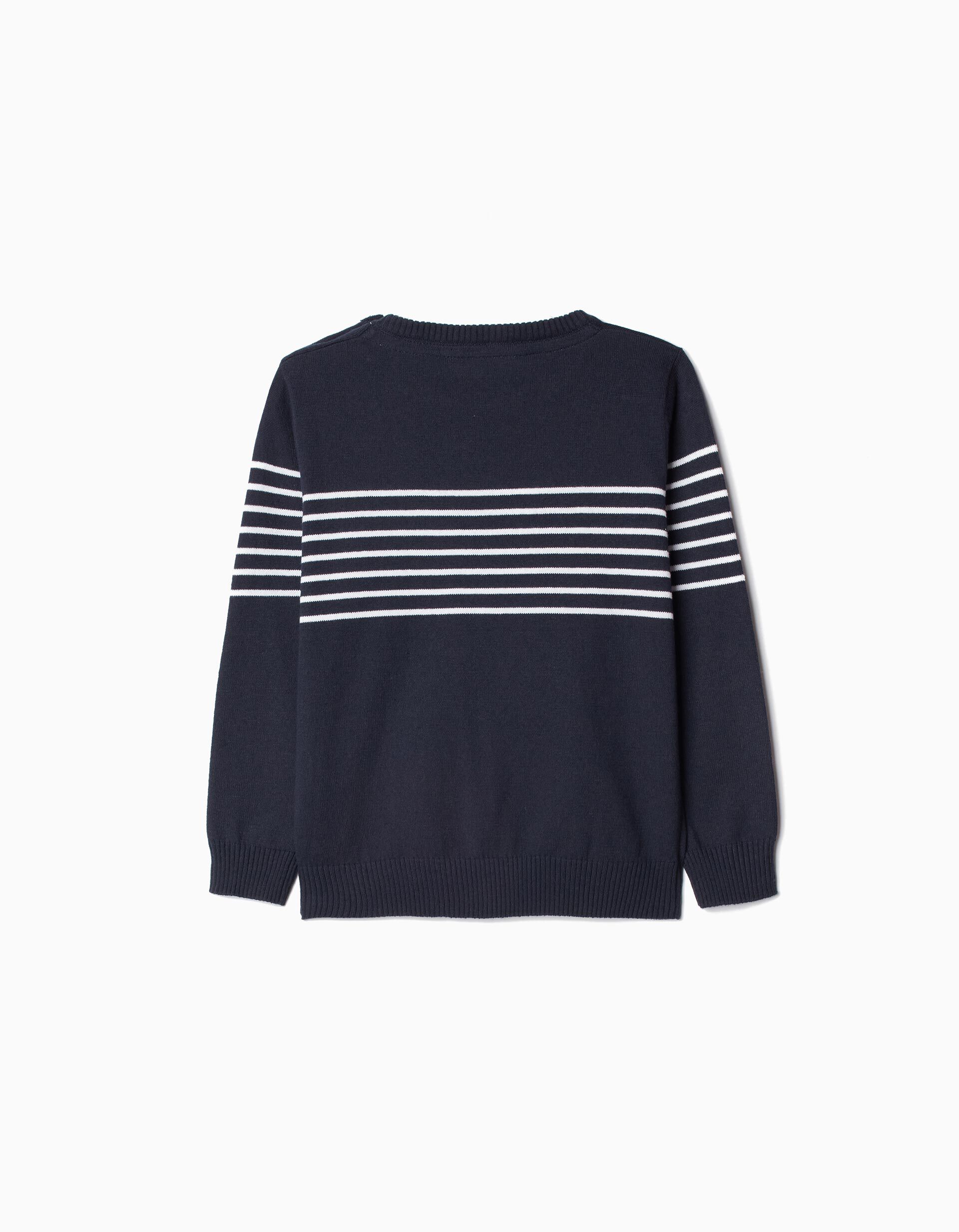 Comprar Online Camisola de Malha Riscas, Beb&eacute; Menino, Azul Escuro