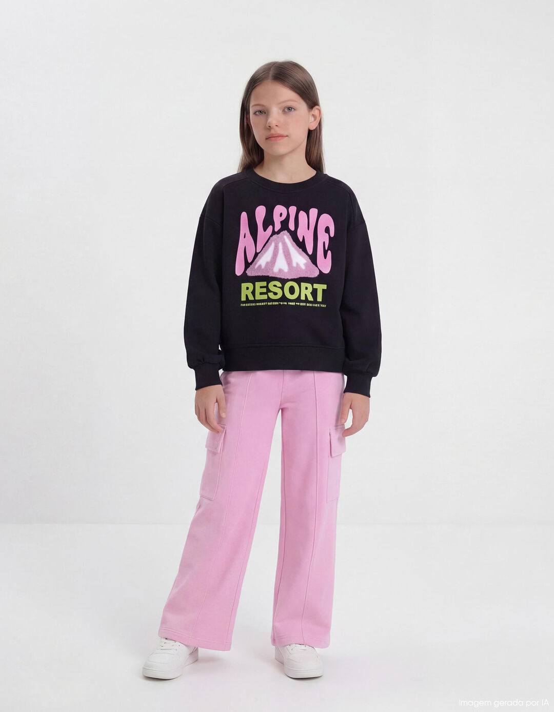 Cal&ccedil;as Cargo, Menina, Rosa Claro