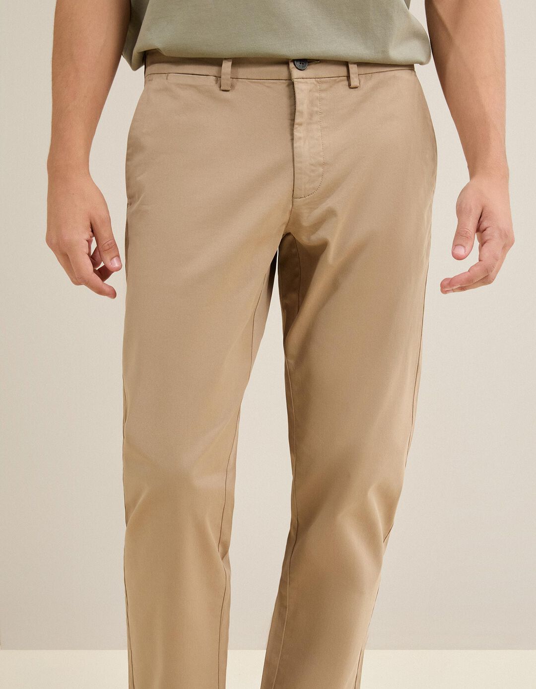 Cal&ccedil;as Chino Slim, Homem, Bege Escuro