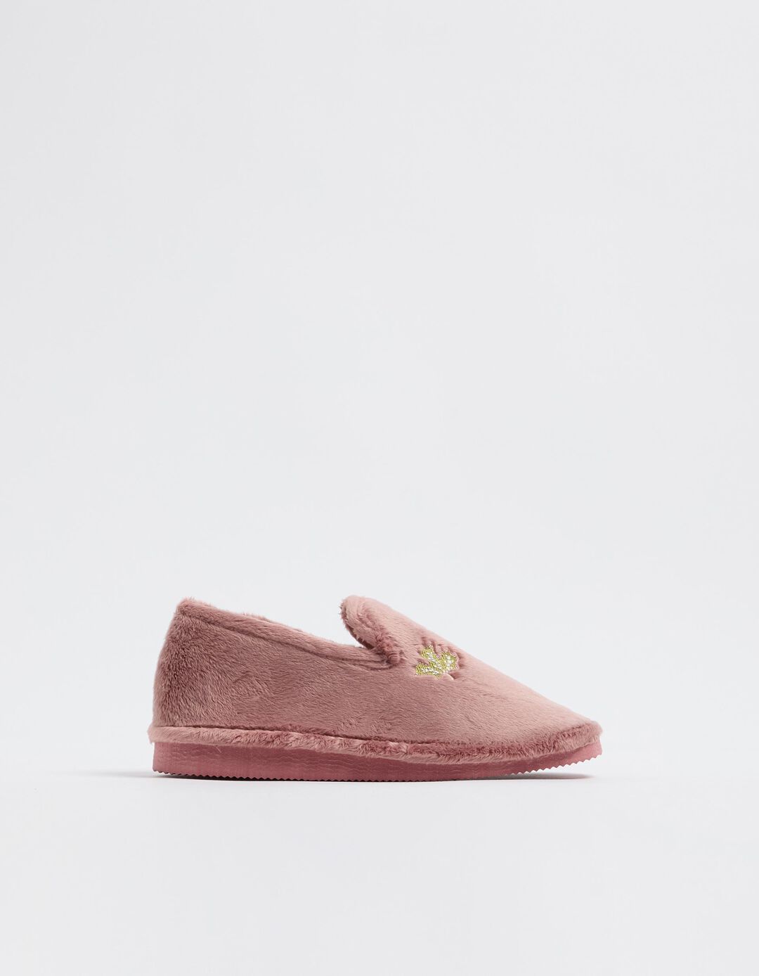 Pantufas Pelo Sintético Bordado, Mulher, Rosa