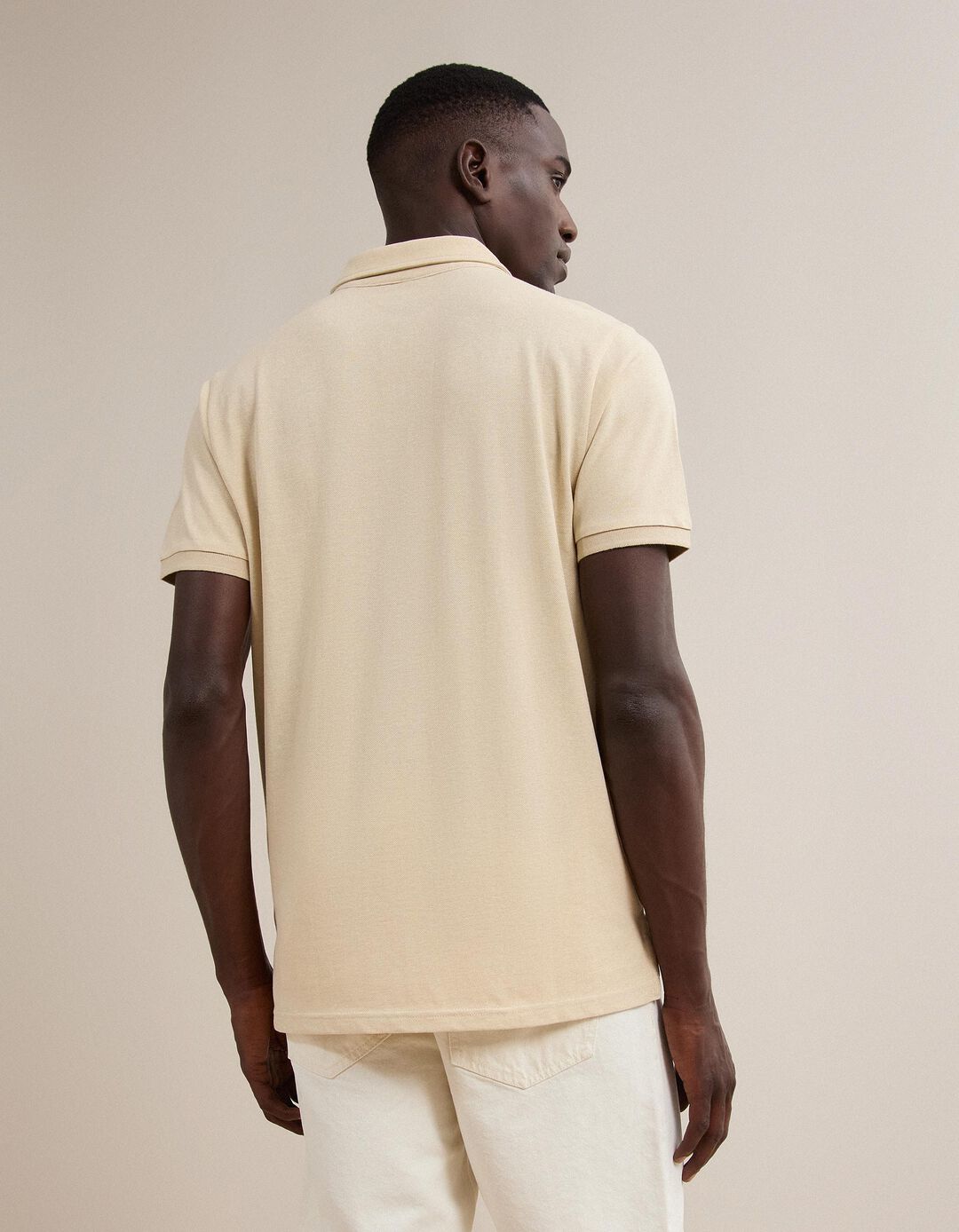 Polo Oxford Piquet, Homem, Bege Claro