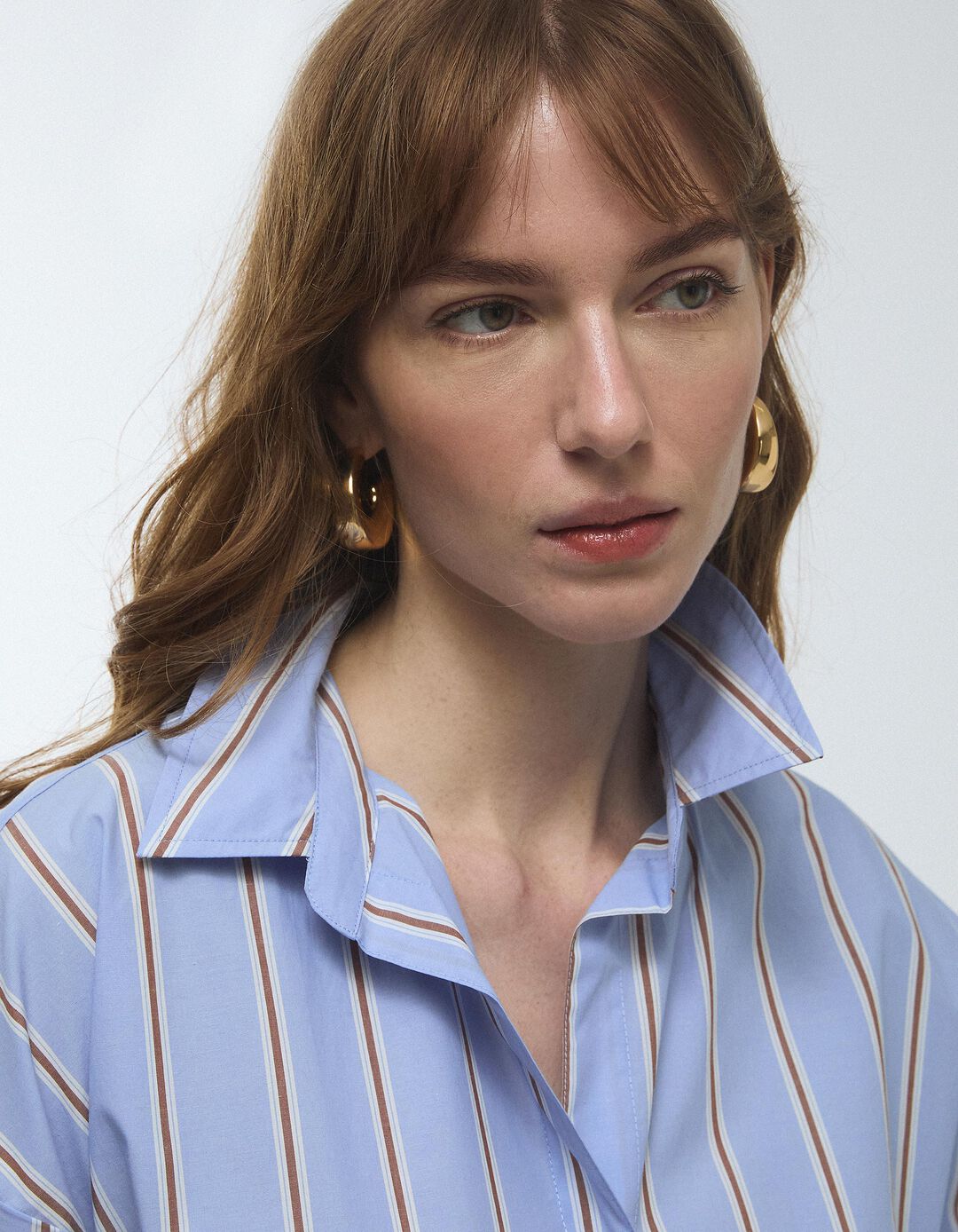 Camisa &agrave;s Riscas, Mulher, Azul