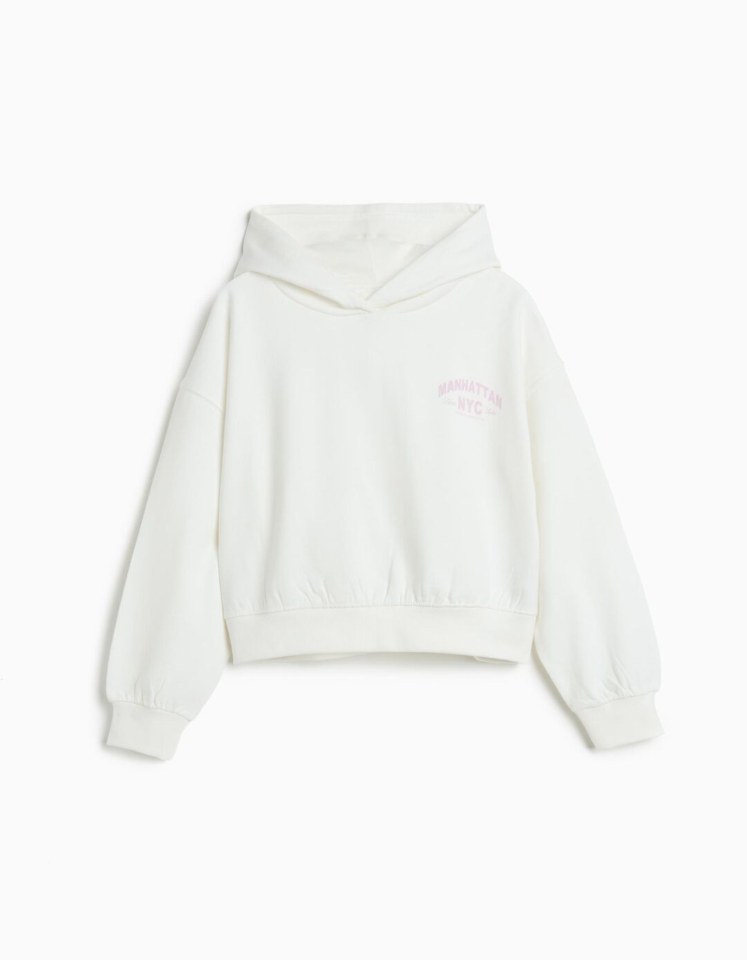 Sweatshirt de Felpa Capuz, Menina, Branco