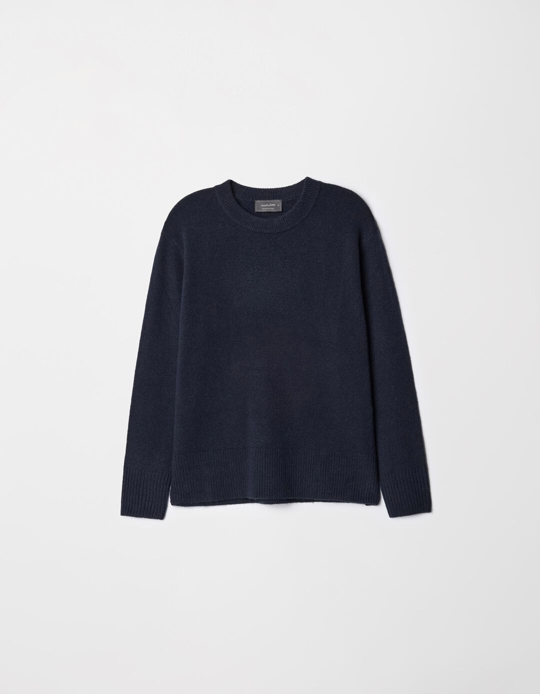 Camisola de Malha Decote Redondo, Mulher, Azul Escuro
