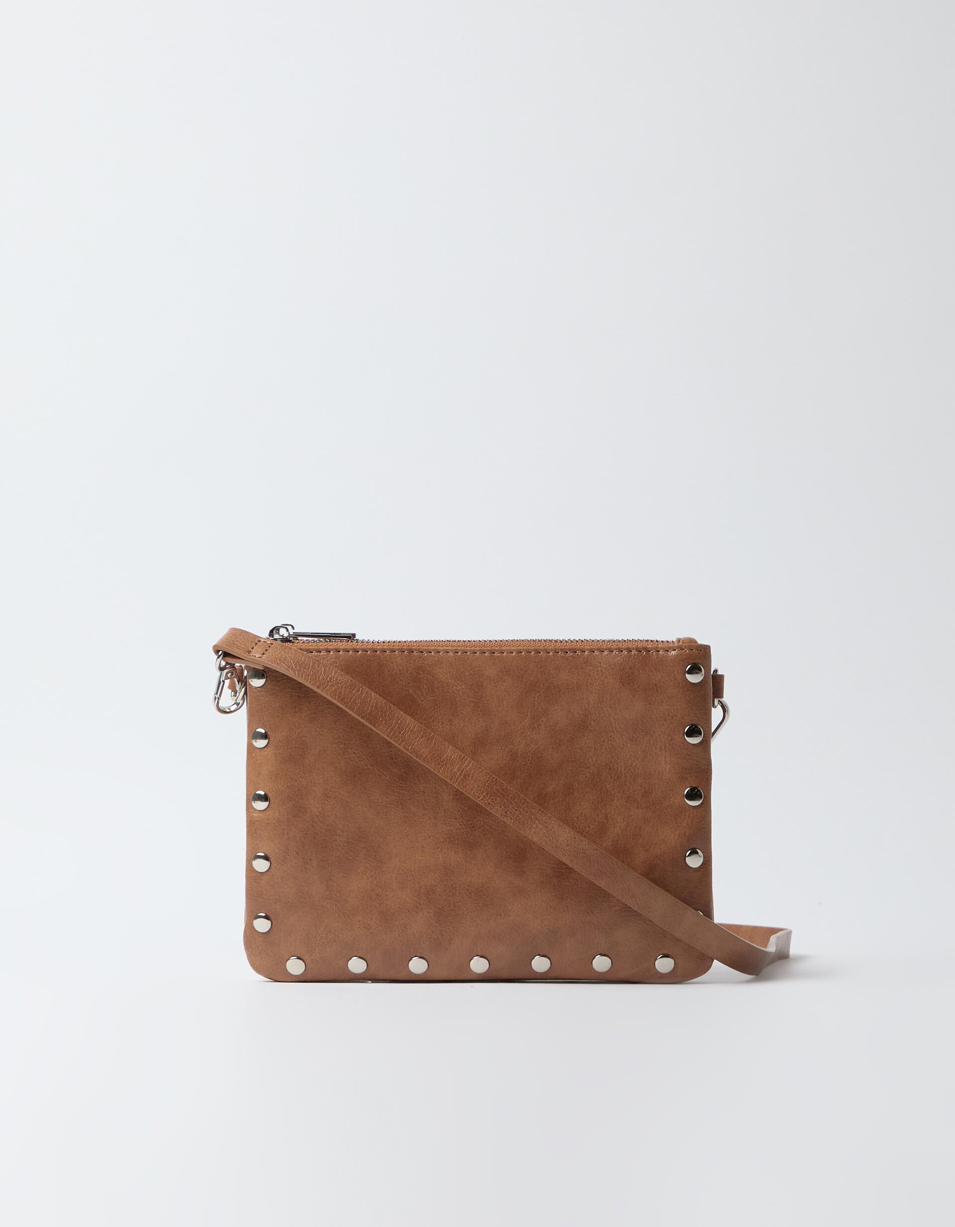 Comprar Online Mala Tiracolo Com Tachas, Mulher, Castanho Claro