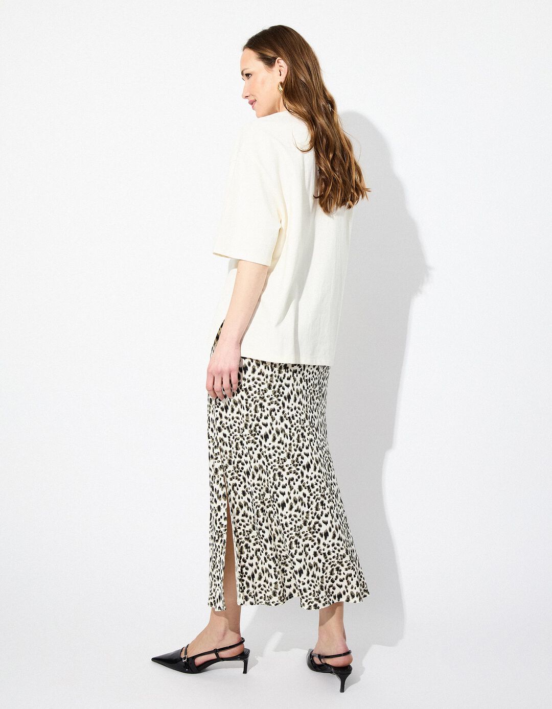 Saia Comprida Animal Print, Mulher, Verde Escuro