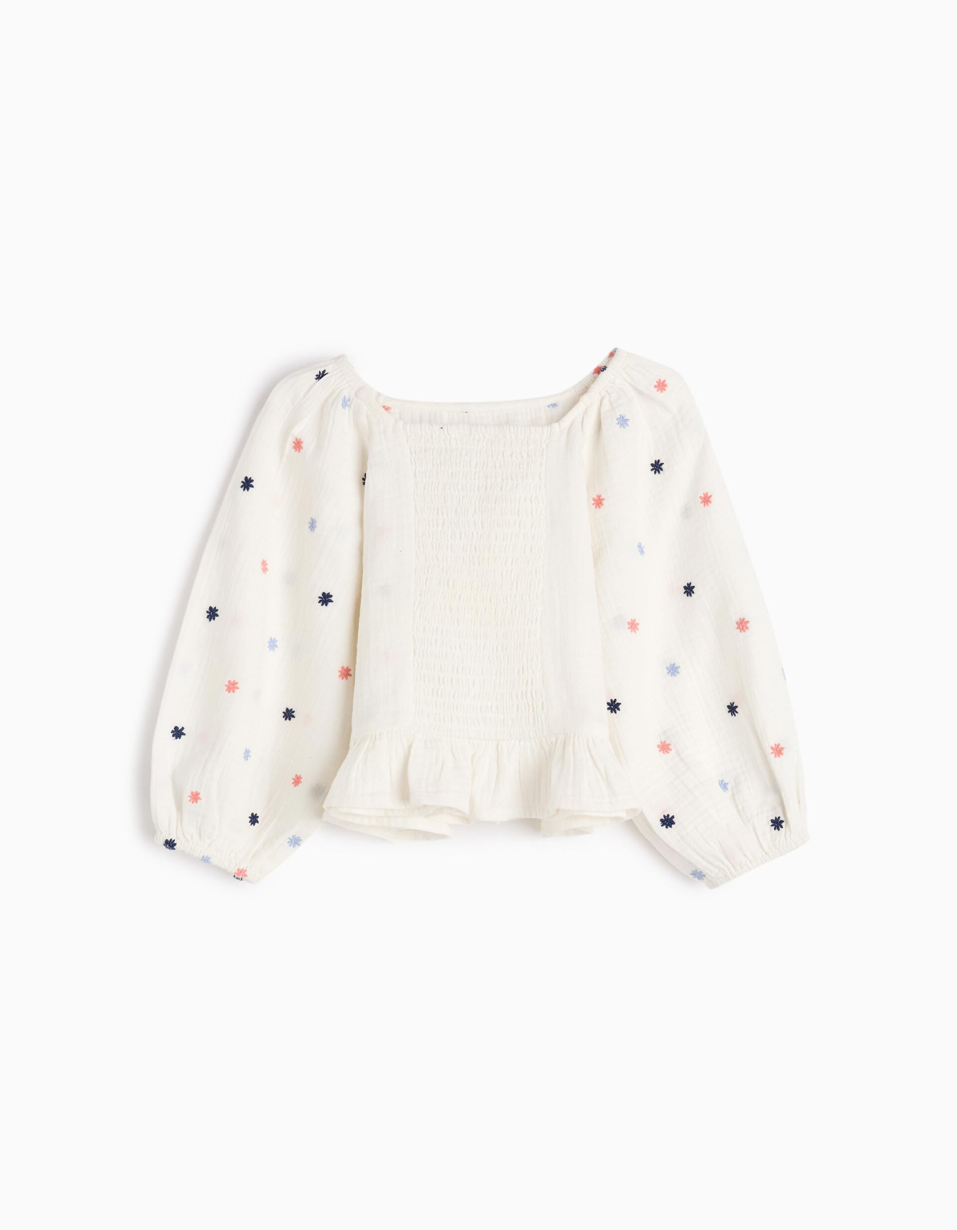 Comprar Online Blusa com Bordados, Menina, Branco