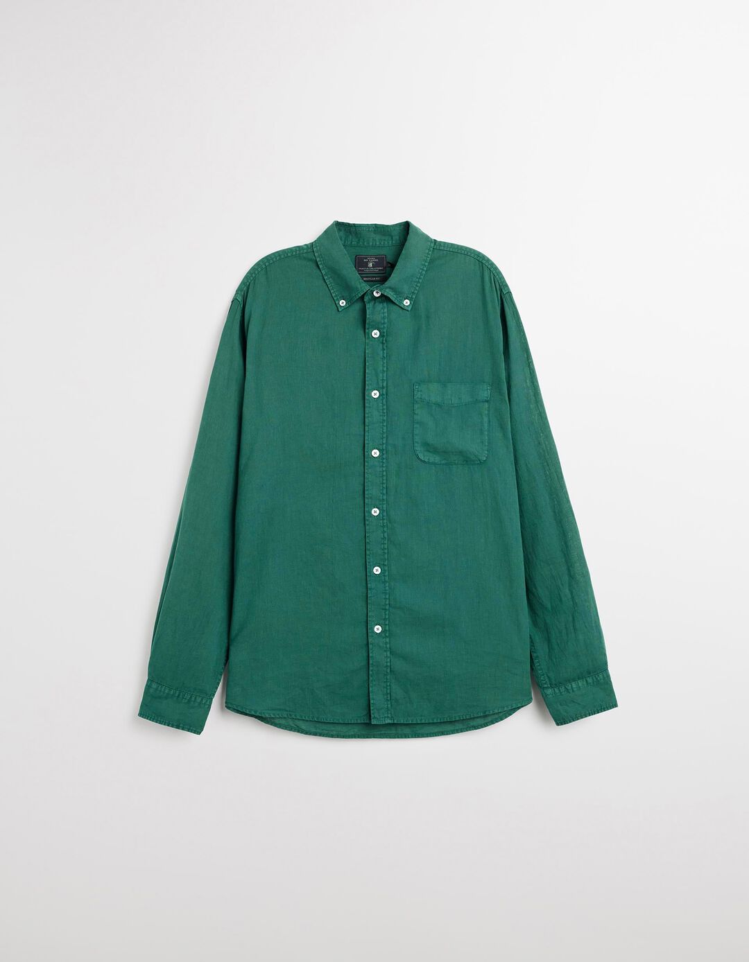 Camisa com Linho, Homem, Verde Escuro 