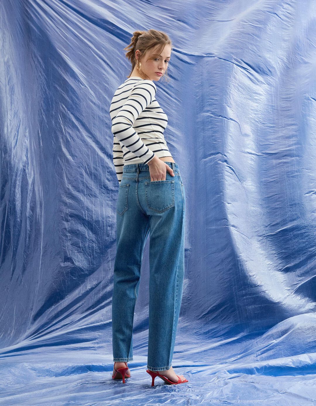 Cal&ccedil;as de Ganga 'Straight Fit', Mulher, Azul