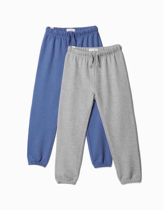 Comprar Online Pack 2 Calças de Felpa, Menino, Azul/Cinzento Claro