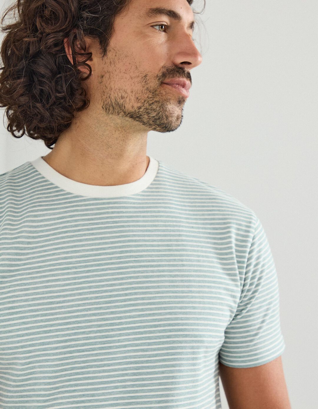 T-shirt Riscas, Homem, Verde Escuro