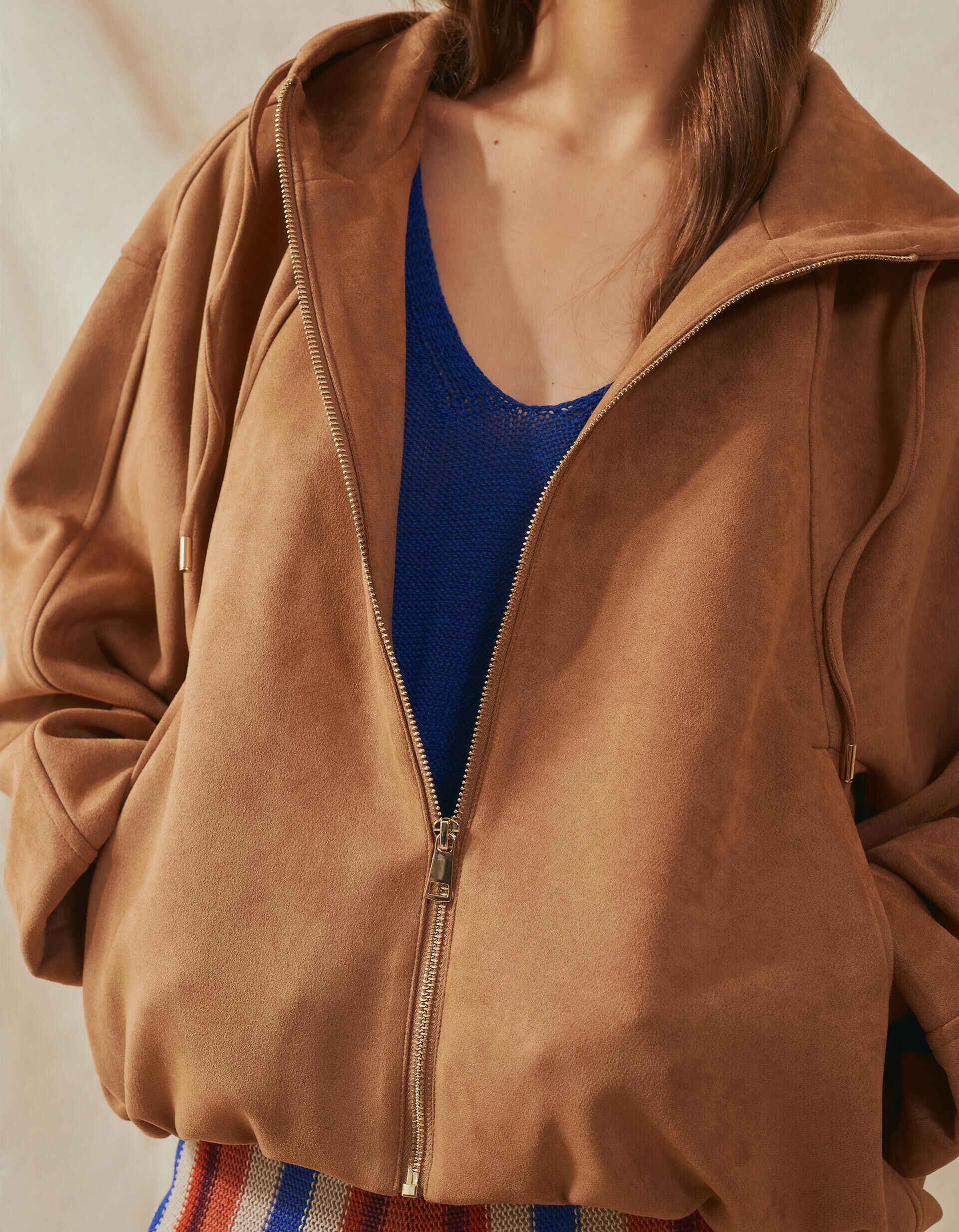 Comprar Online Casaco Efeito Camur&ccedil;a, Mulher, Castanho