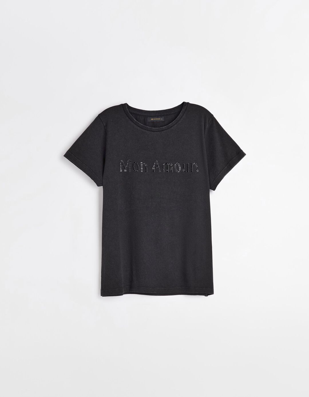 T-shirt com Missangas, Mulher, Preto 