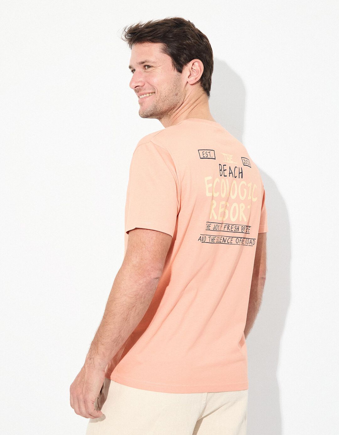 T-shirt Jersey Print, Homem, Laranja Claro 
