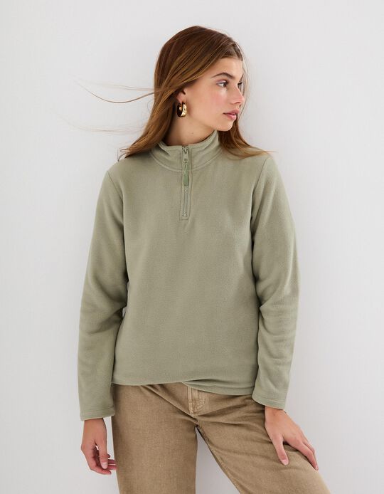 Comprar Online Camisola Polar com Fecho, Mulher, Verde