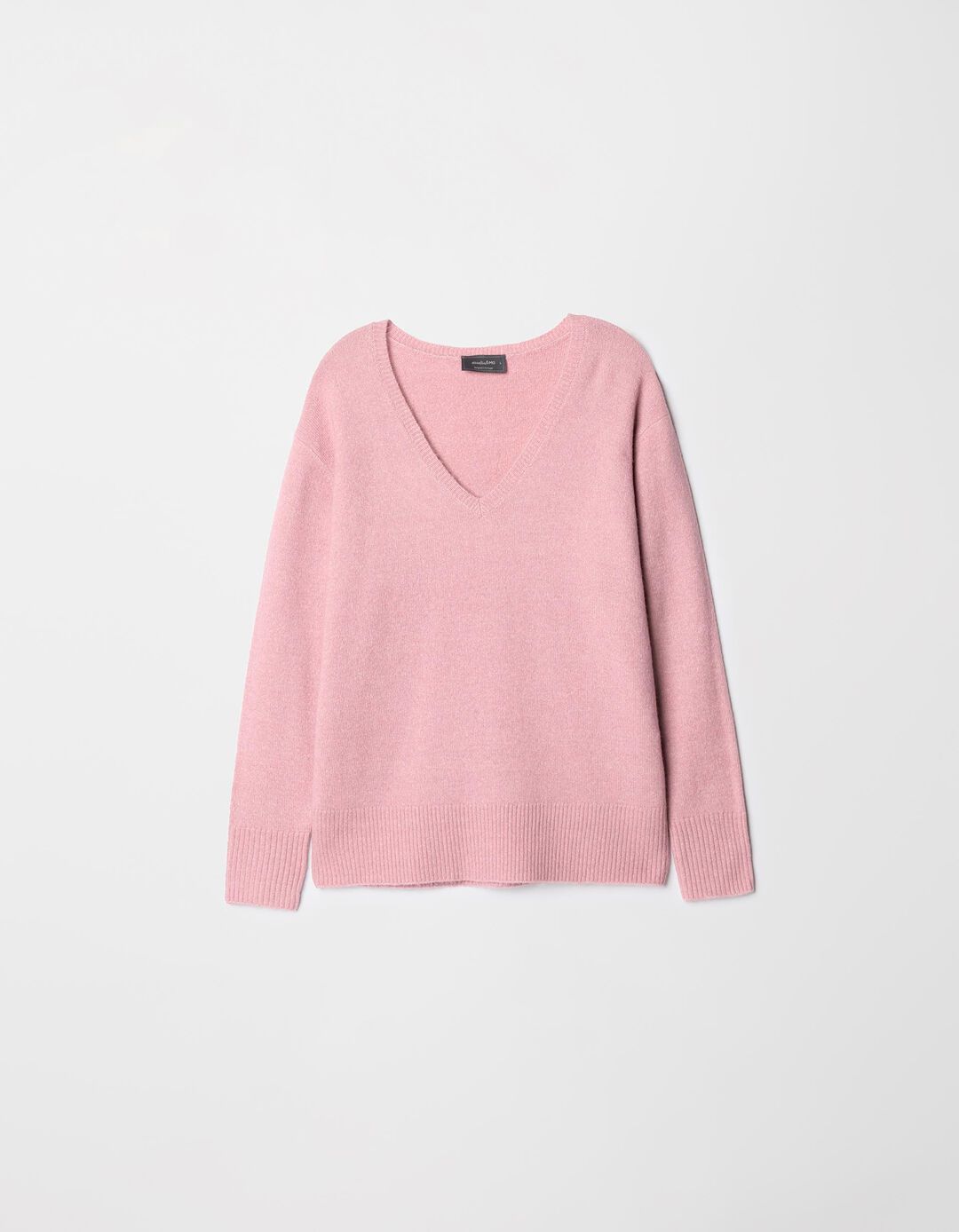 Camisola de Malha Decote em V, Mulher, Rosa