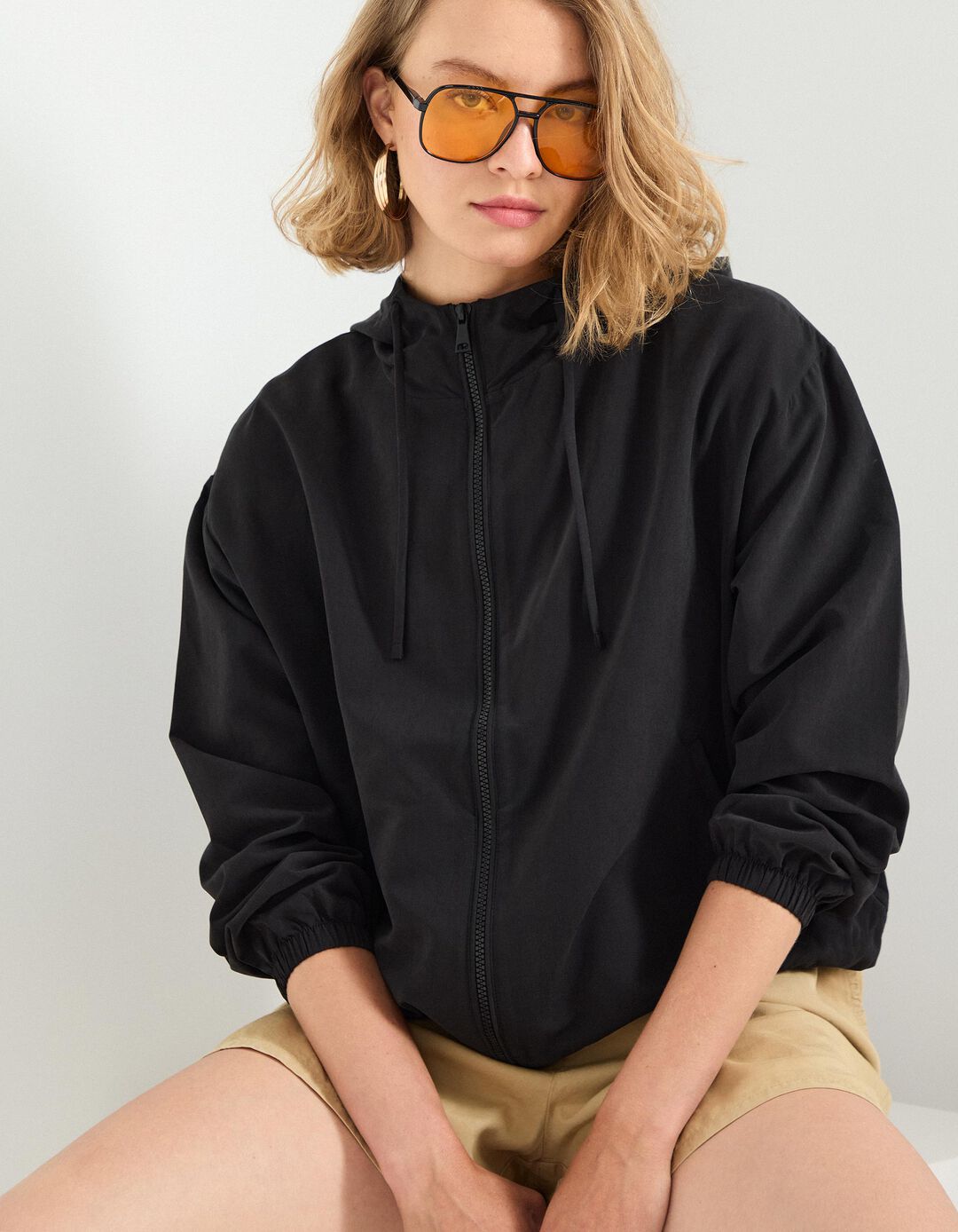 Parka com Capuz, Mulher, Preto