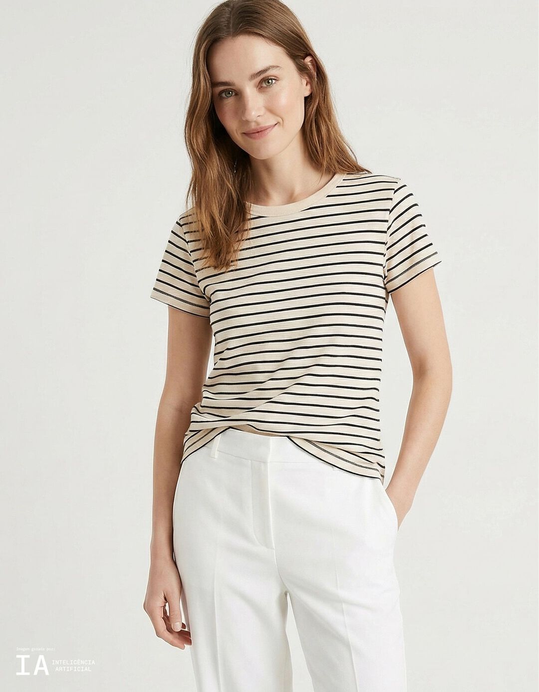 T-shirt, Mulher, Bege Claro