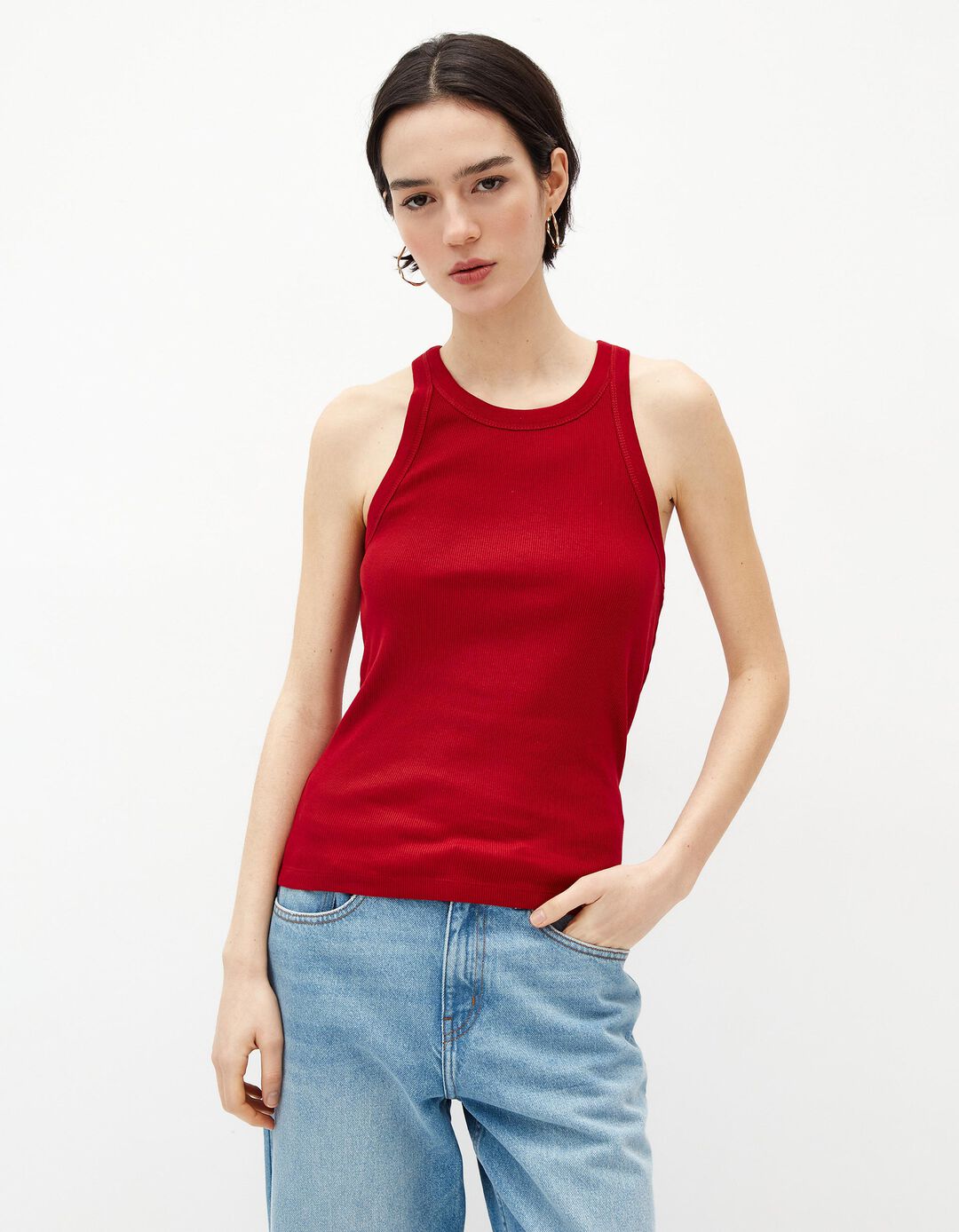 Top Básico, Mulher, Vermelho Escuro