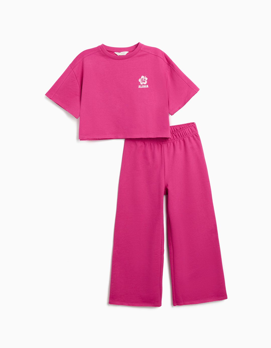Conjunto de T-shirt e Calças, Menina, Rosa Escuro 