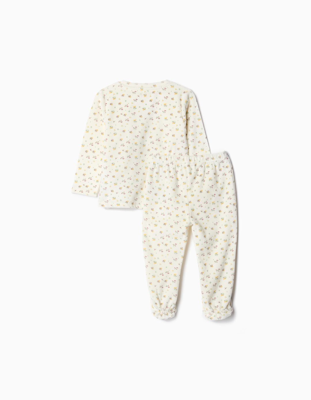 Pijama Aveludado Estampado, Bebé, Bege Claro