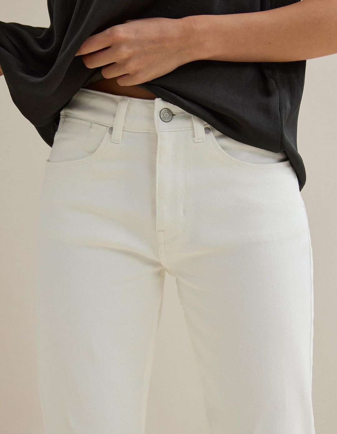 Cal&ccedil;as de Ganga 'Straight Cropped', Mulher, Branco