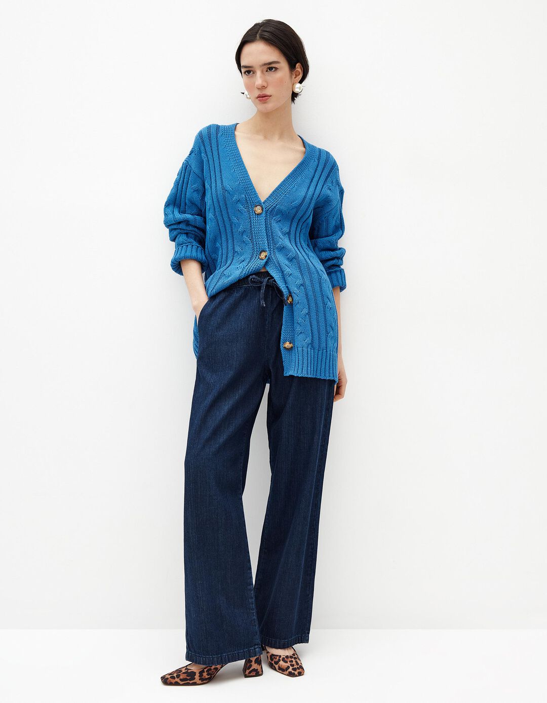 Calças 'Straight', Mulher, Azul Escuro 