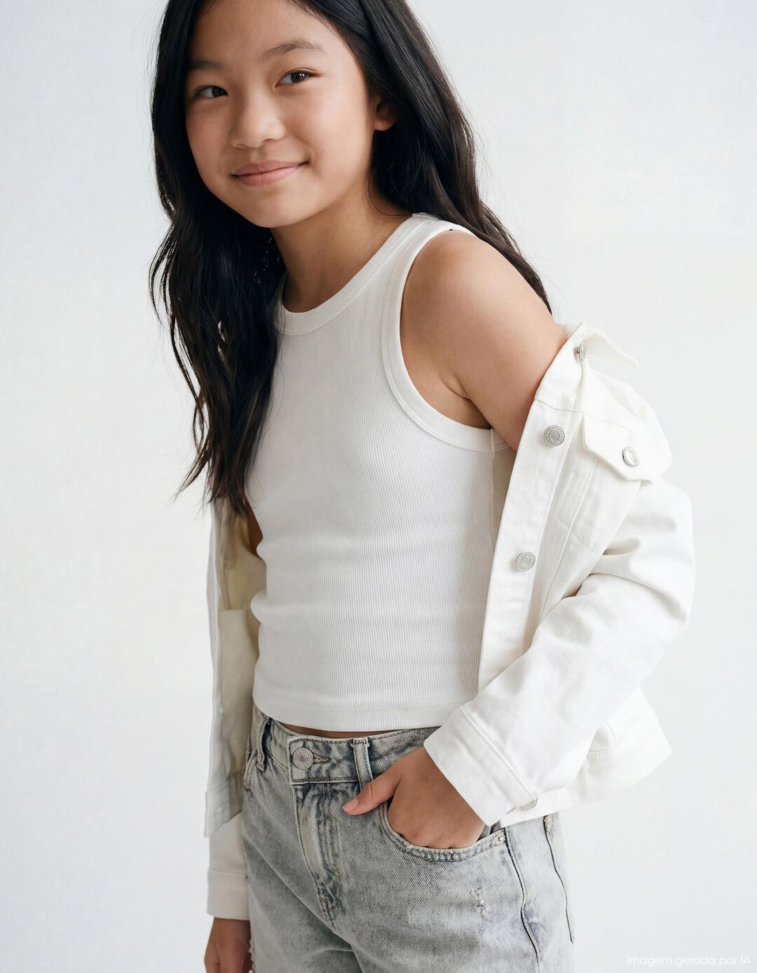 Top, Menina, Branco