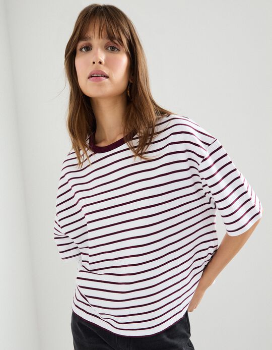Comprar Online T-shirt Riscas, Mulher, Roxo