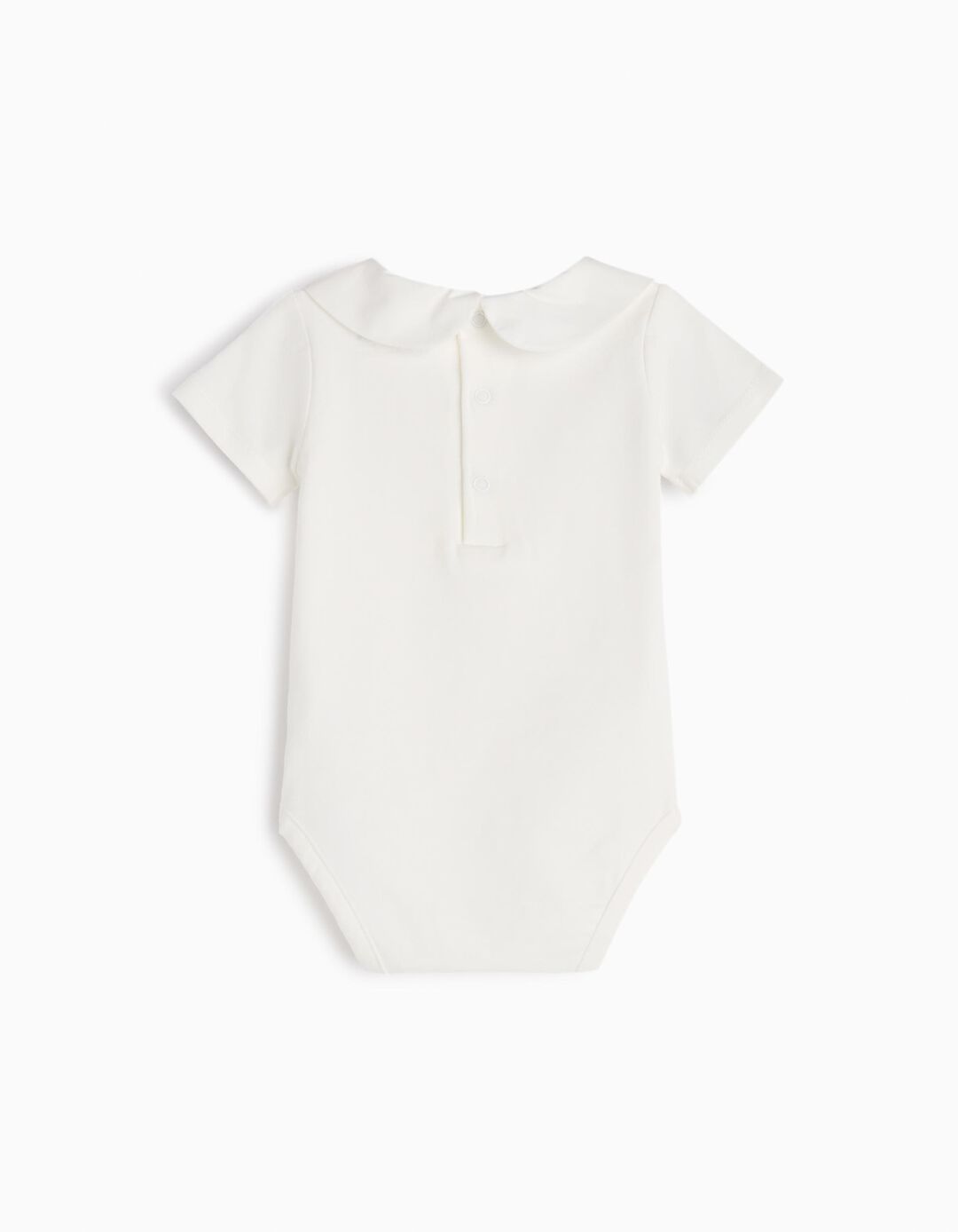 Body com Gola Peter Pan, Recém-Nascido, Branco 