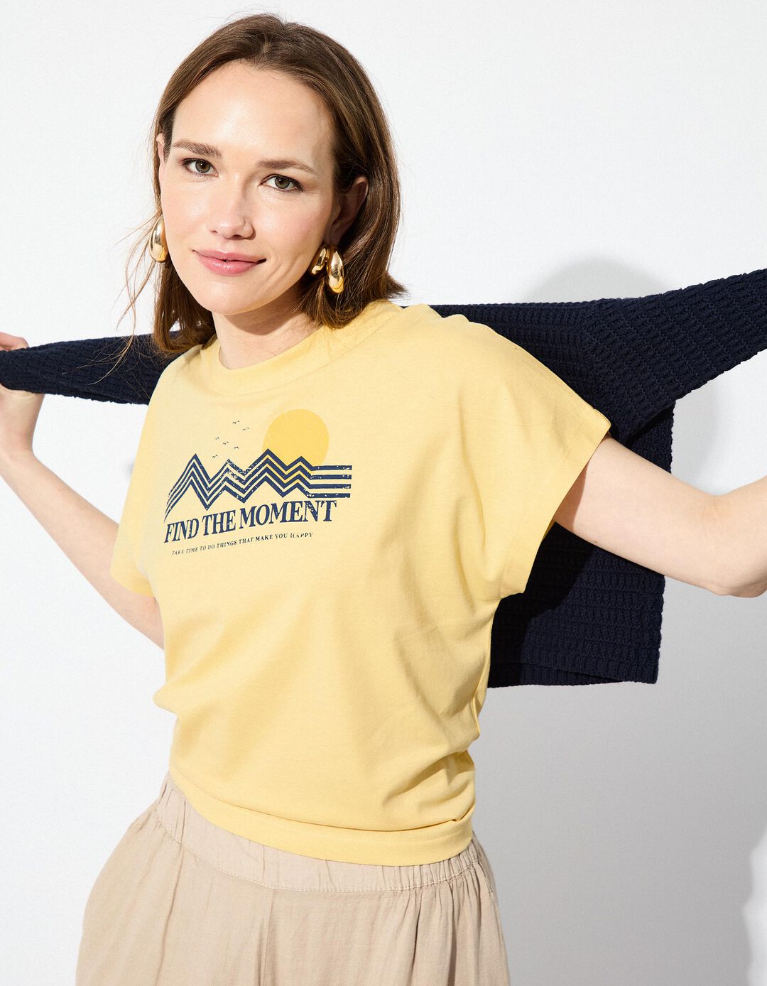 T-shirt Print, Mulher, Amarelo 