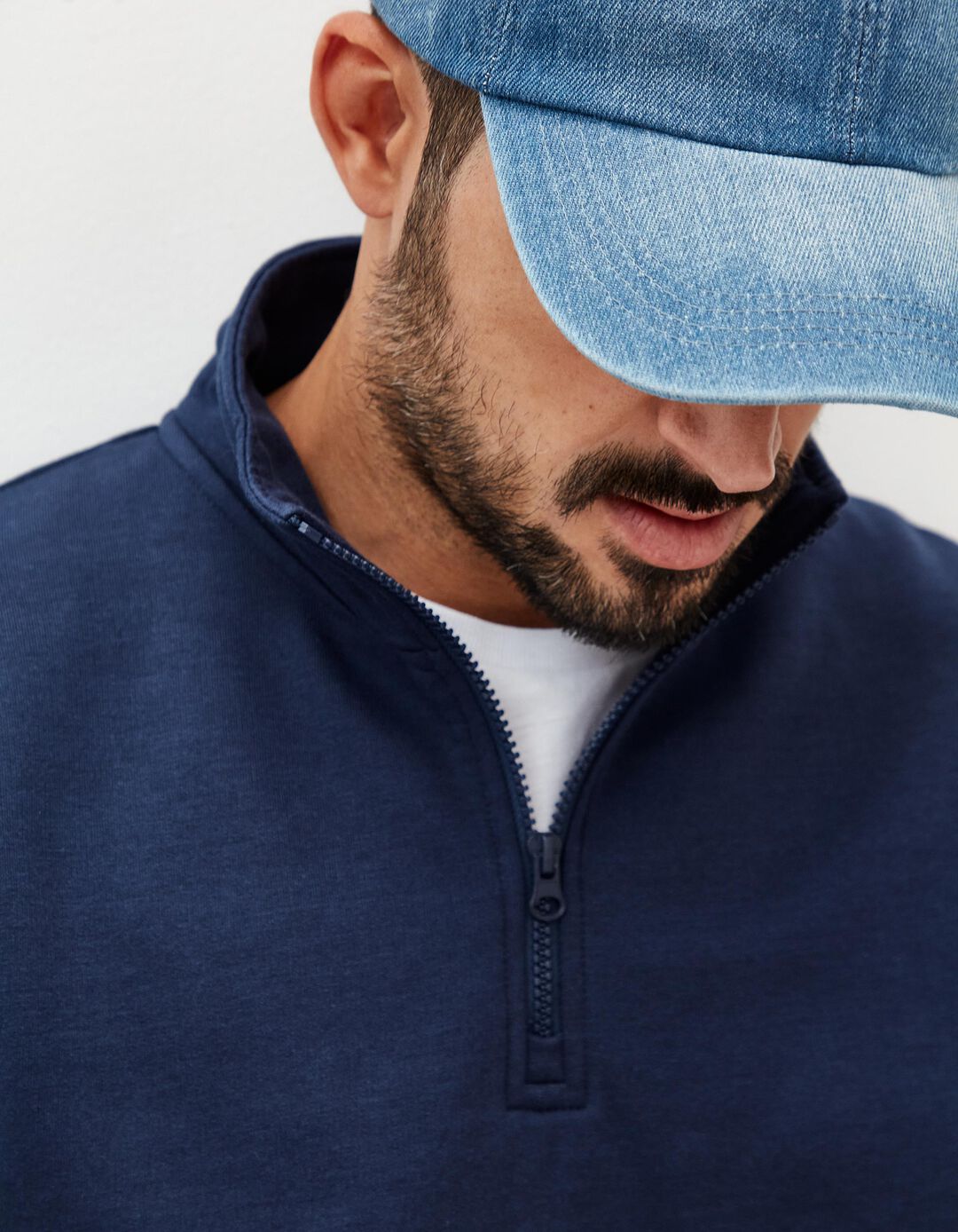 Sweatshirt Fecho de Correr, Homem, Azul Escuro