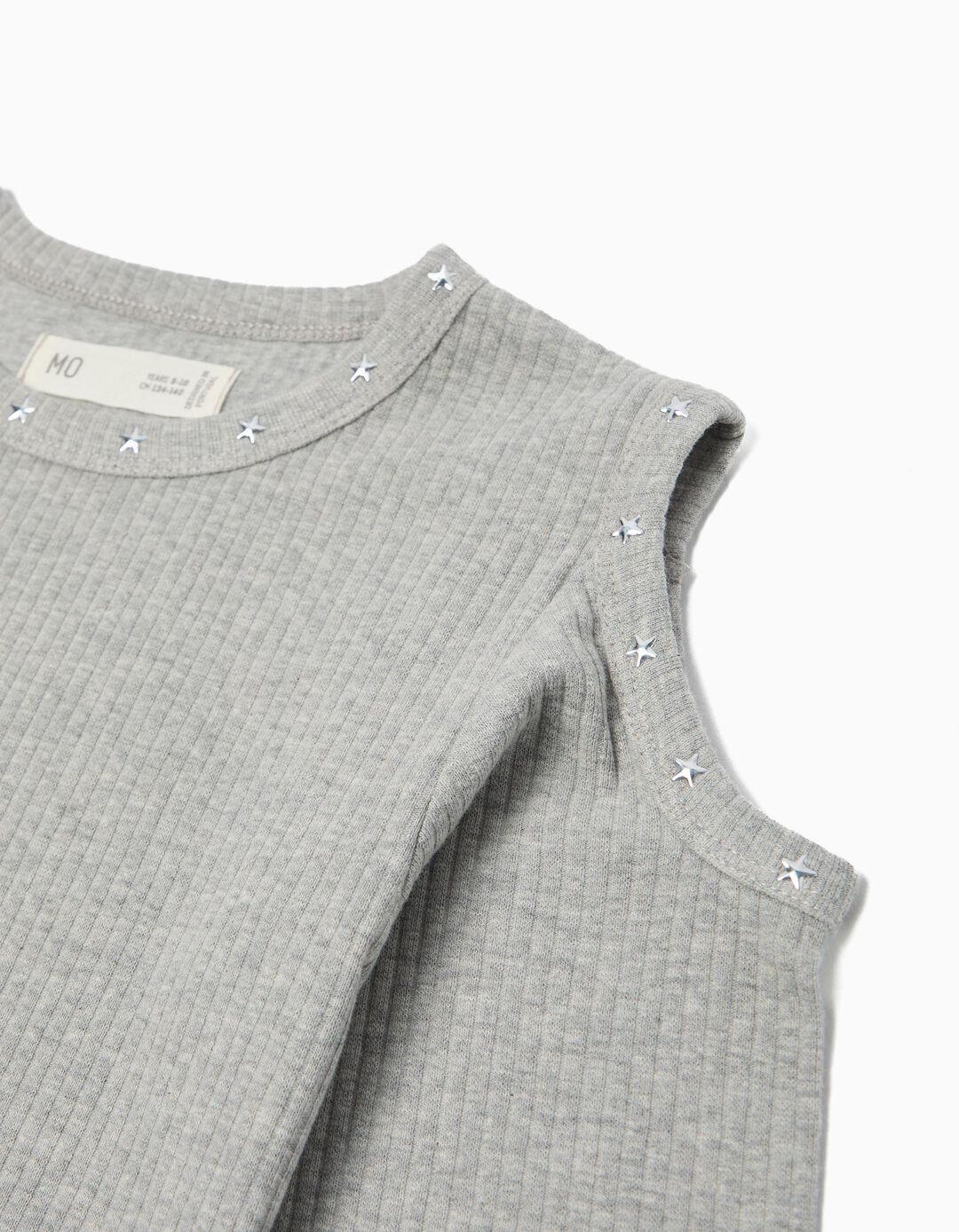 T-shirt Manga Comprida Cut Out, Menina, Cinzento Claro