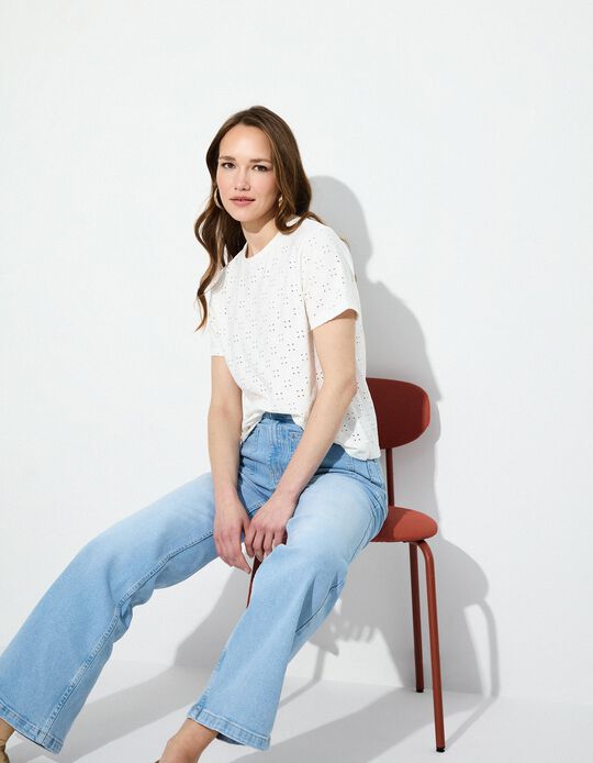 Comprar Online T-shirt com Bordados, Mulher, Branco 