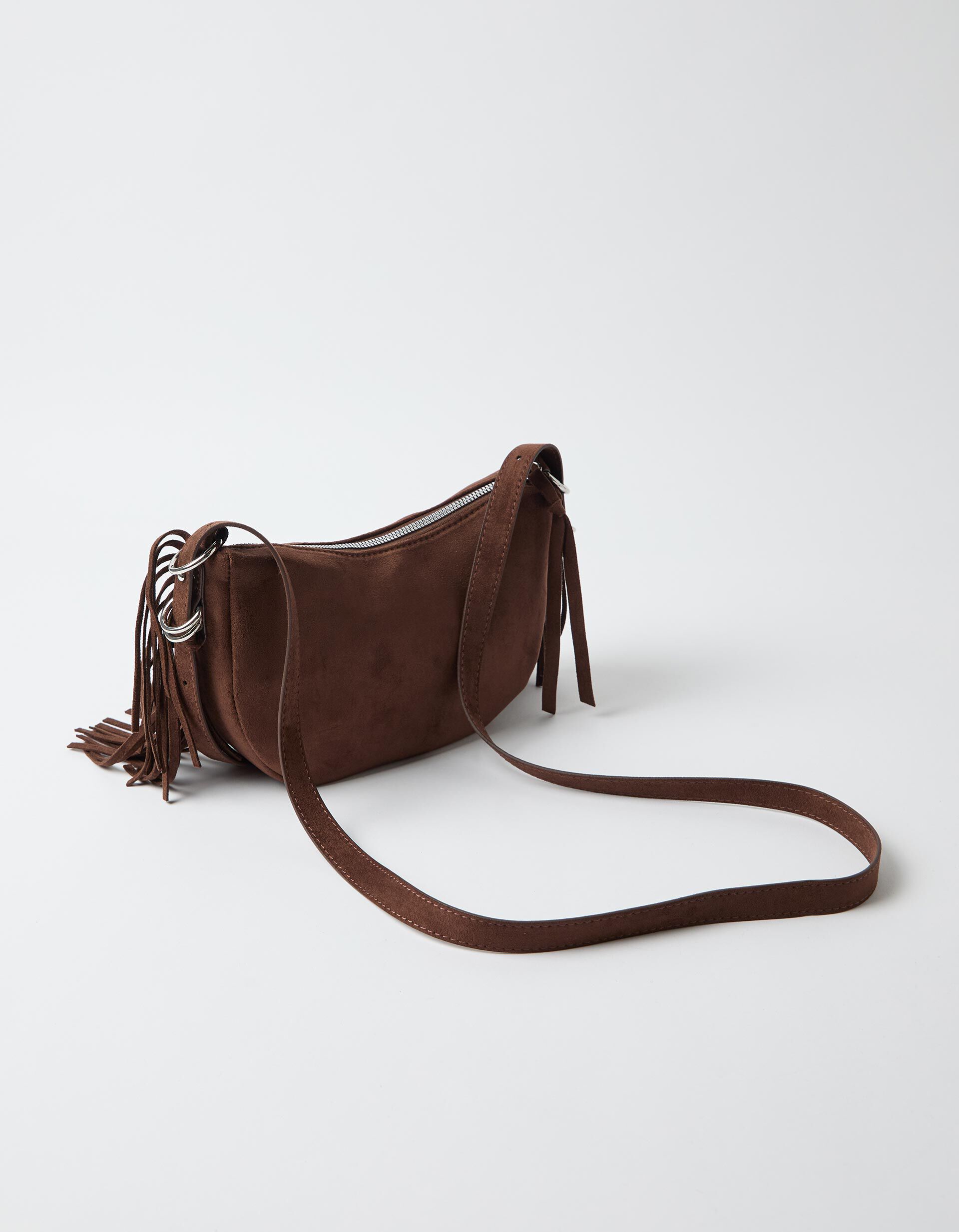 Comprar Online Mala Tiracolo Com Franjas, Mulher, Castanho 