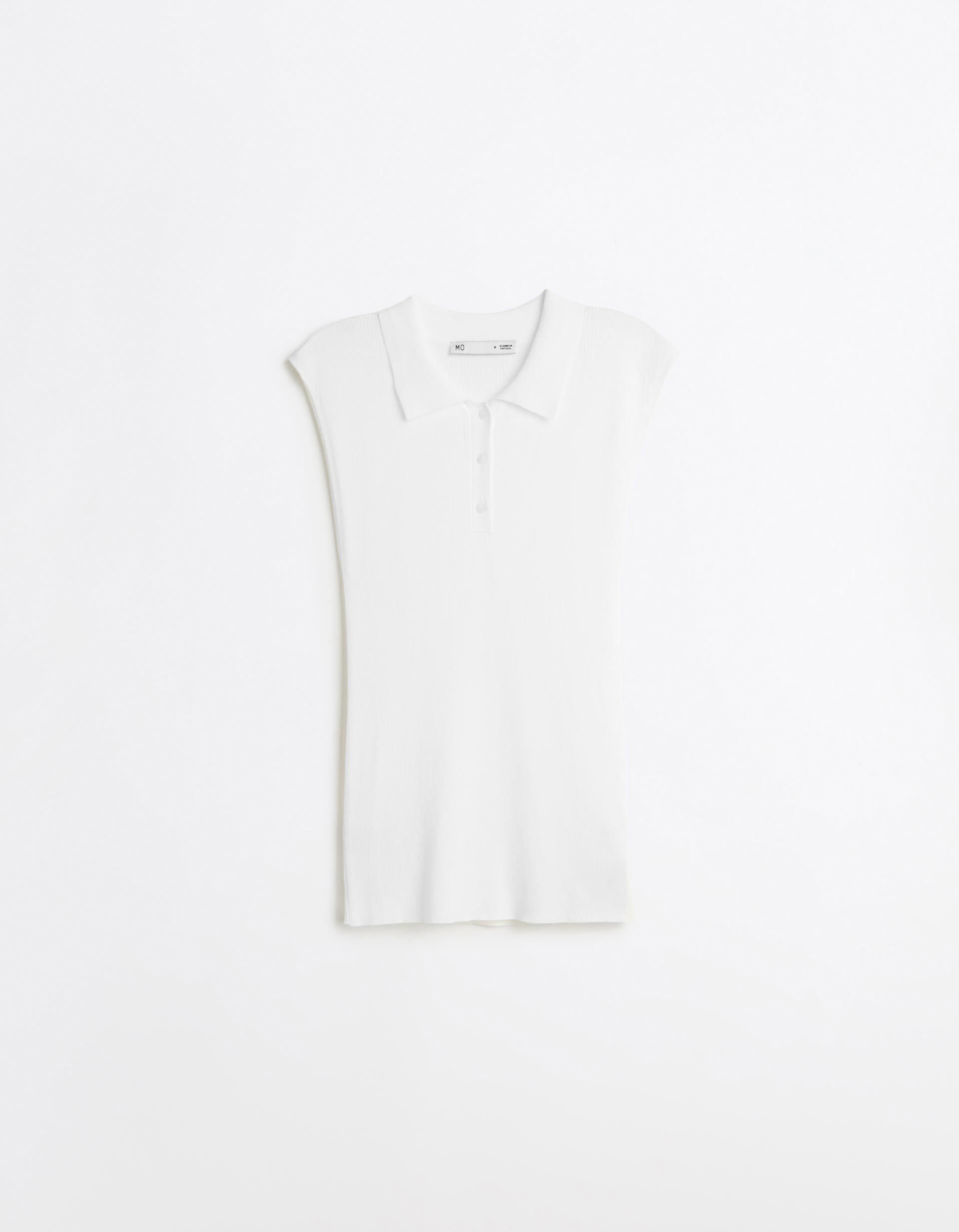 Comprar Online Top Tricotado Com Gola Polo, Mulher, Branco