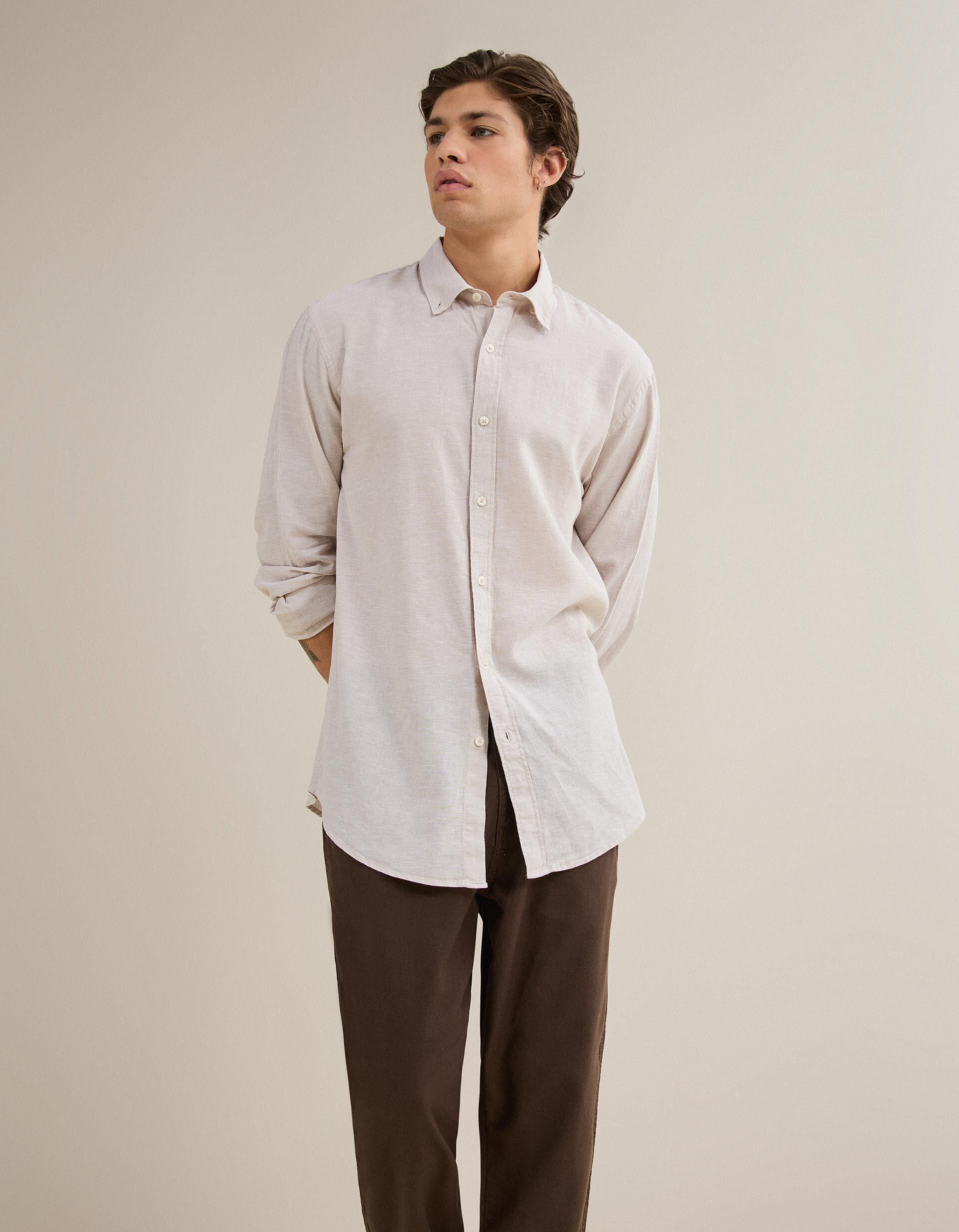 Comprar Online Camisa com Linho, Homem, Cinzento Claro