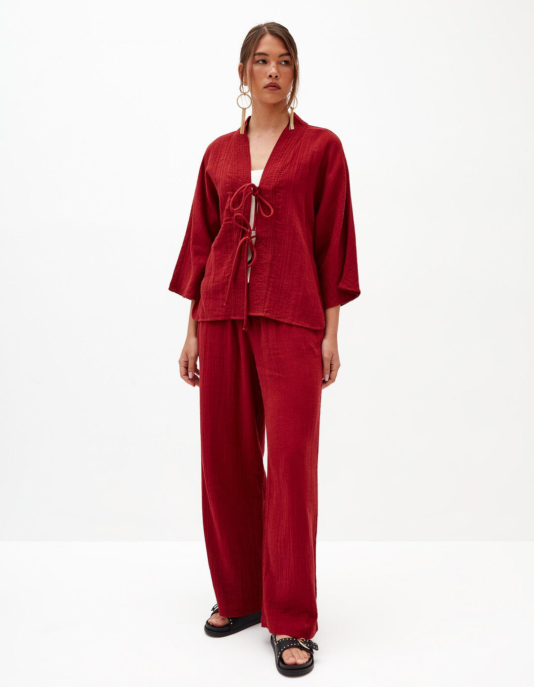 Calças, Mulher, Vermelho Escuro