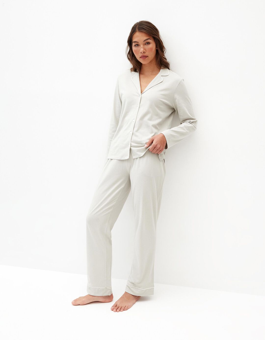 Pijama Jersey, Mulher, Cinzento