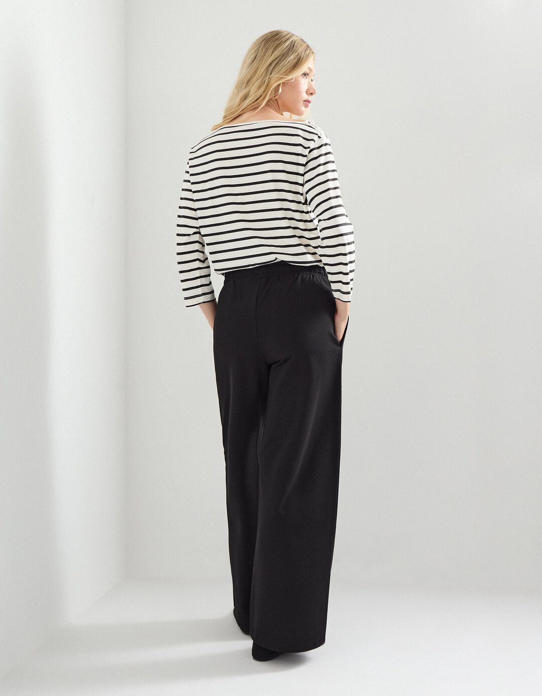Calças Joggers Wide Leg, Mulher, Preto