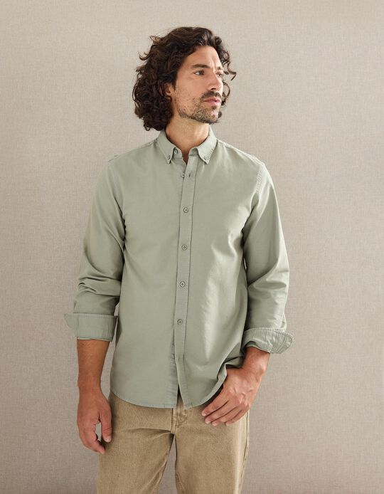 Comprar Online Camisa de Manga Comprida Oxford, Homem, Cinzento Claro