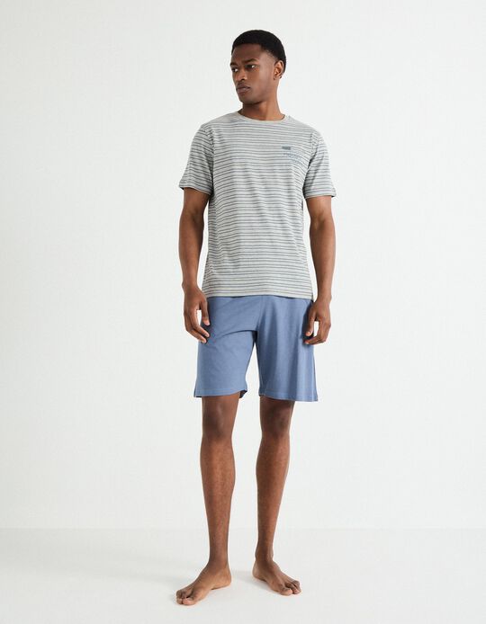 Comprar Online Pijama Riscas, Homem, Cinzento Claro 
