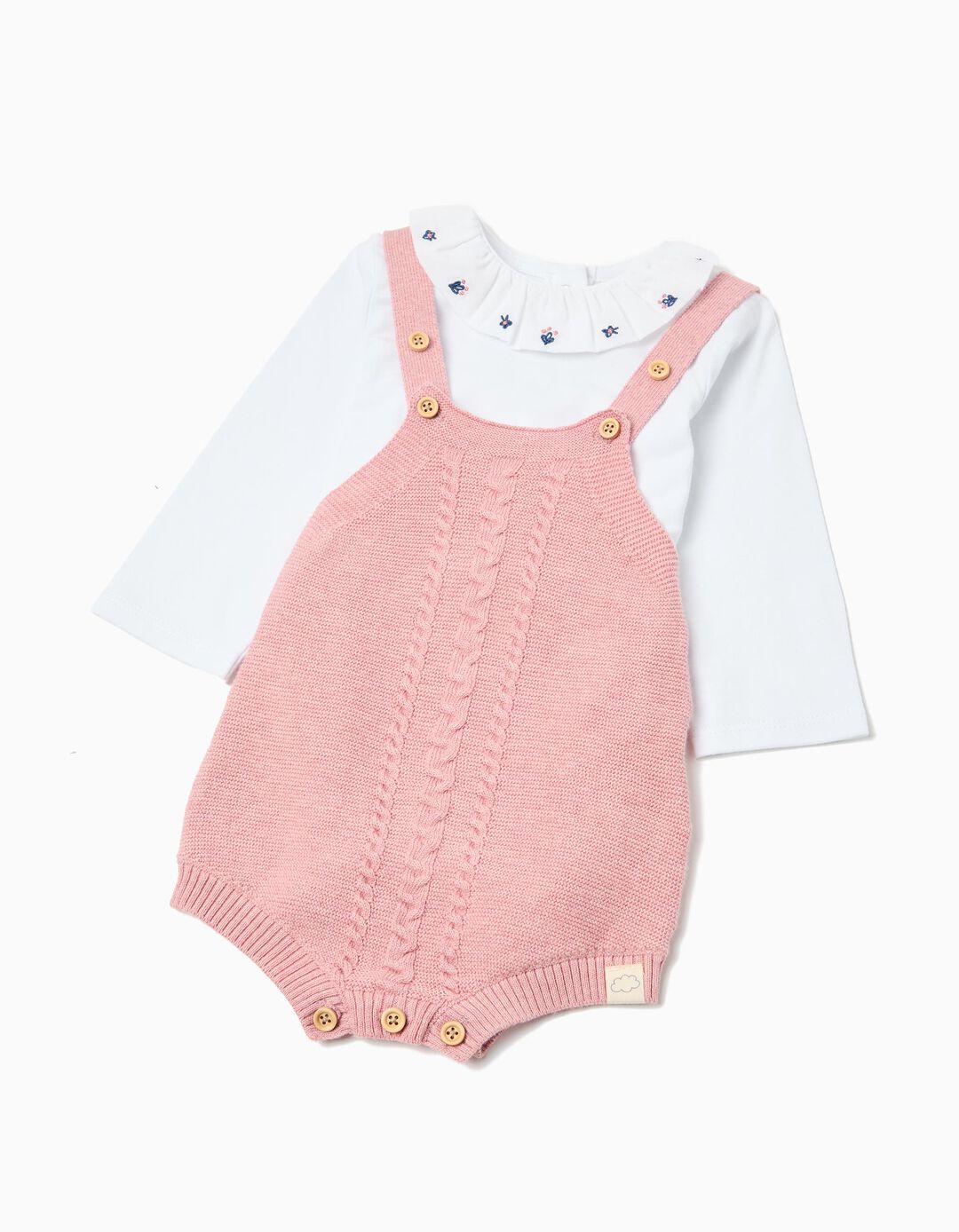 Conjunto Body e Macac&atilde;o, Rec&eacute;m-Nascido, Rosa Claro