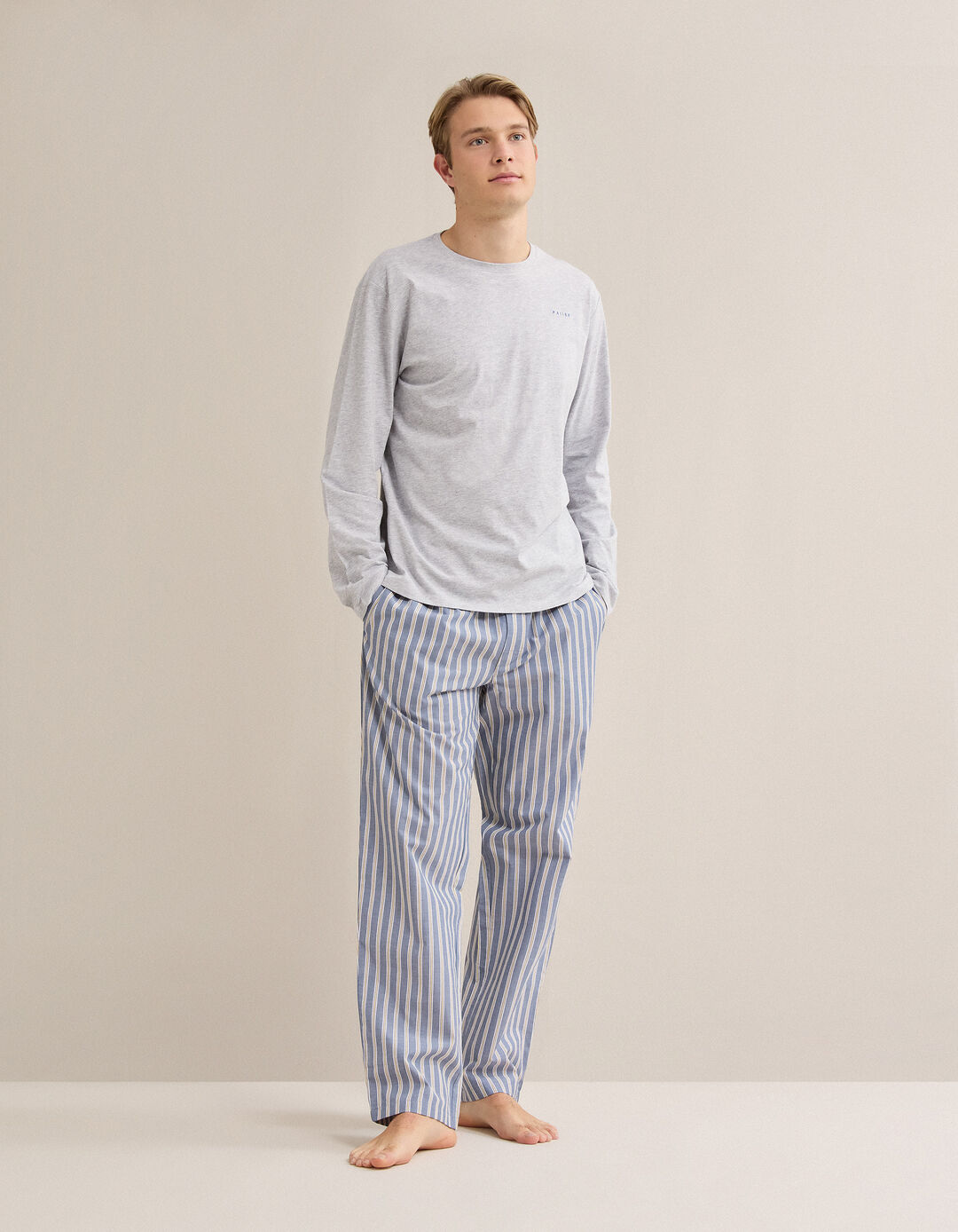 Pijama Riscas, Homem, Cinzento Claro