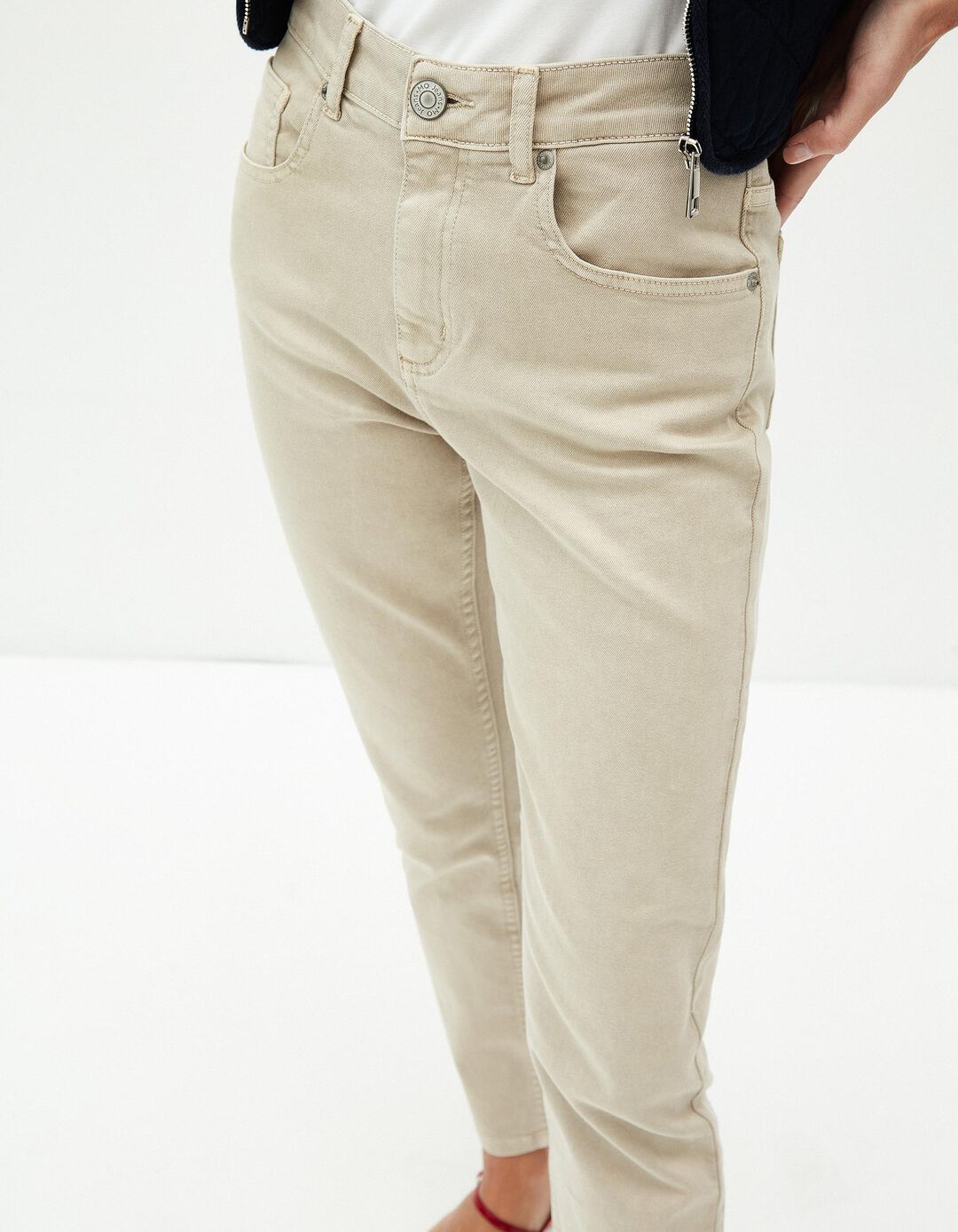 Jeans Slim Fit, Mulher, Bege Claro