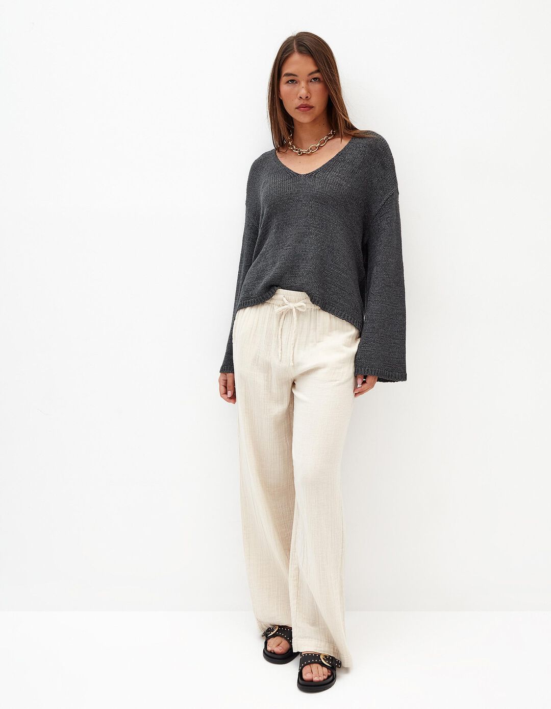 Camisola de Malha, Mulher, Cinzento Escuro