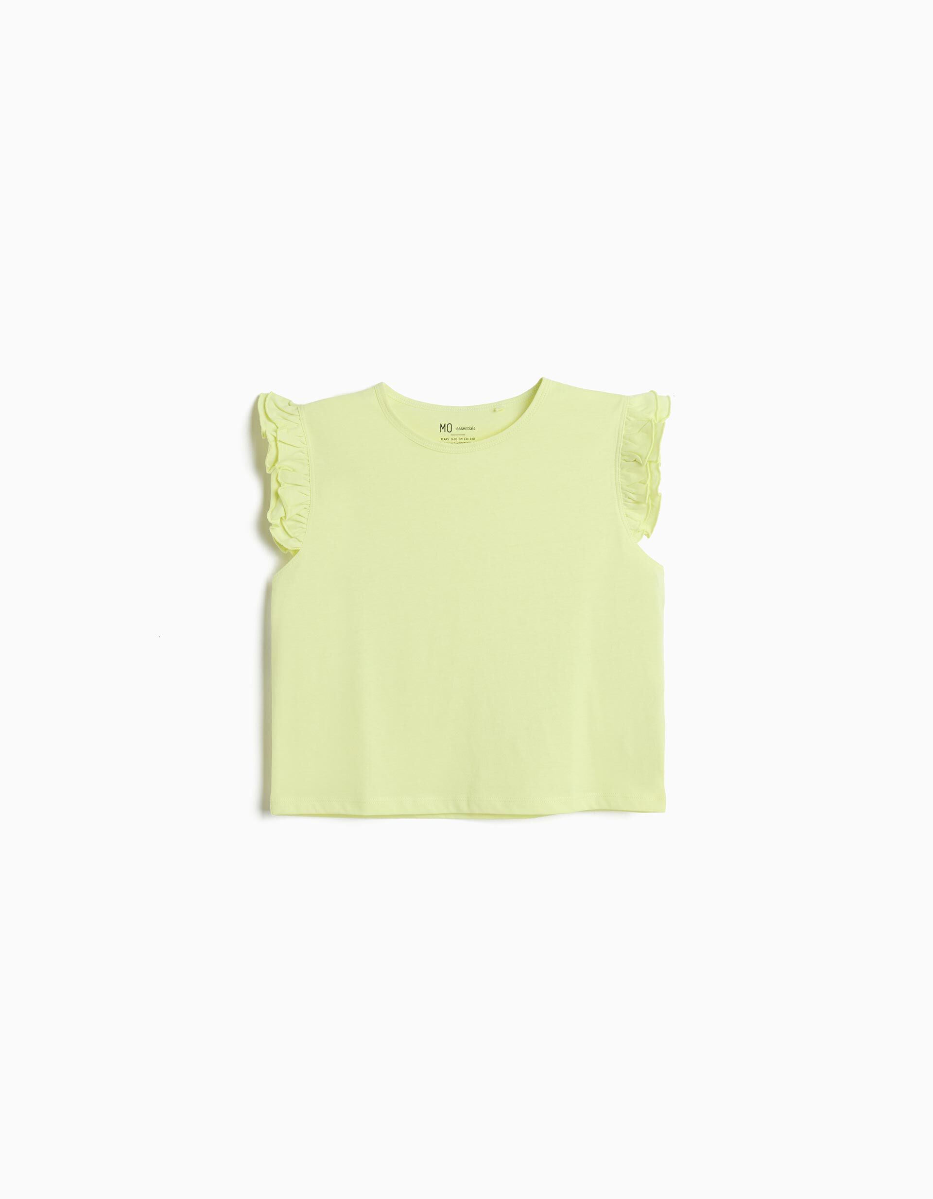 Comprar Online T-shirt Folhos, Menina, Amarelo Claro