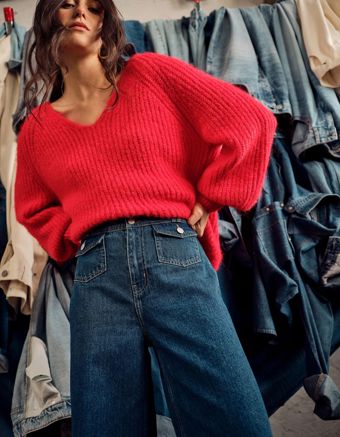 Camisola com L&atilde;, Mulher, Vermelho